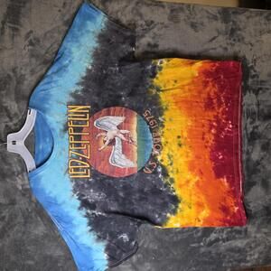 Led Zeppelin Tie Dye Shirt US Tour 1975 Swan Song Album Graphic Tee Size XXL